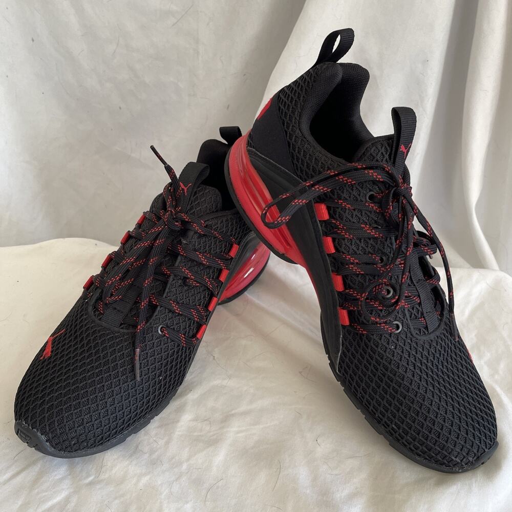 PUMA Axelion Spark Running Training Sneakers Shoes Men's 7 Black Red Comfort NEW